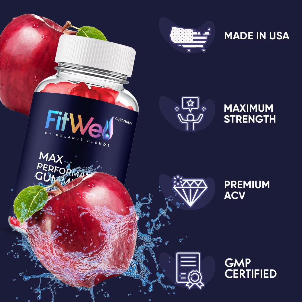 Fitwell gummies with apples: Made in USA, Maximum Strength, Premium ACV, GMP Certified